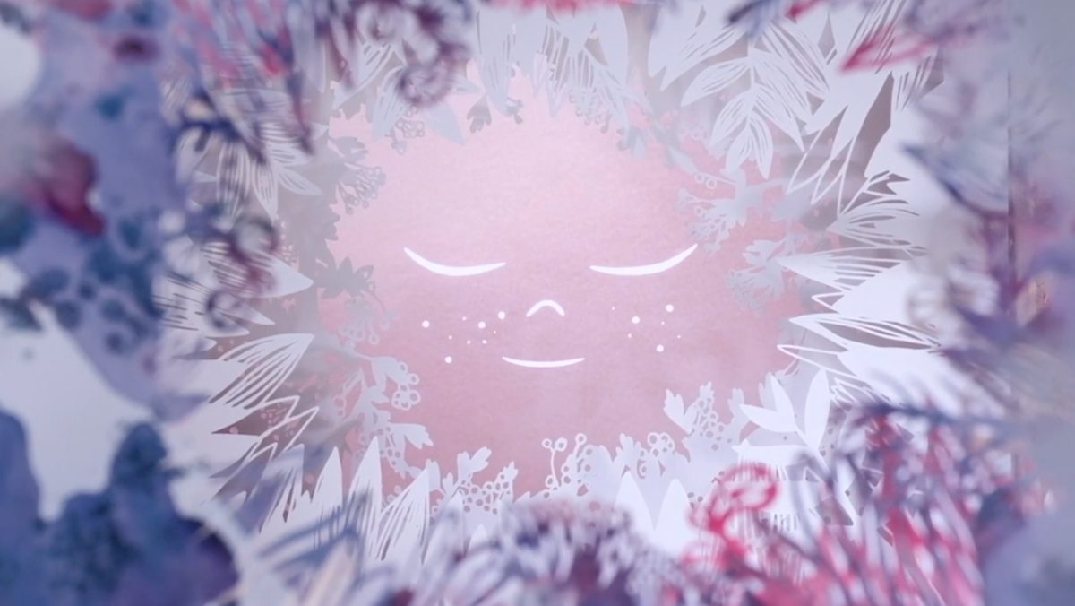 Le ciel en émoi : visage endormi entouré de feuillages